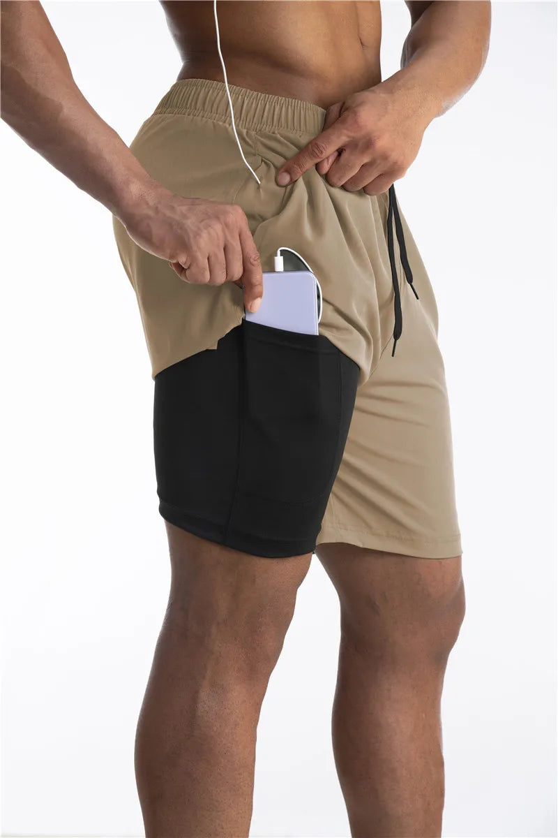 Men's 2-in-1 Quick-Dry Running Shorts – Summer 2024 Fitness & Gym Training Shorts