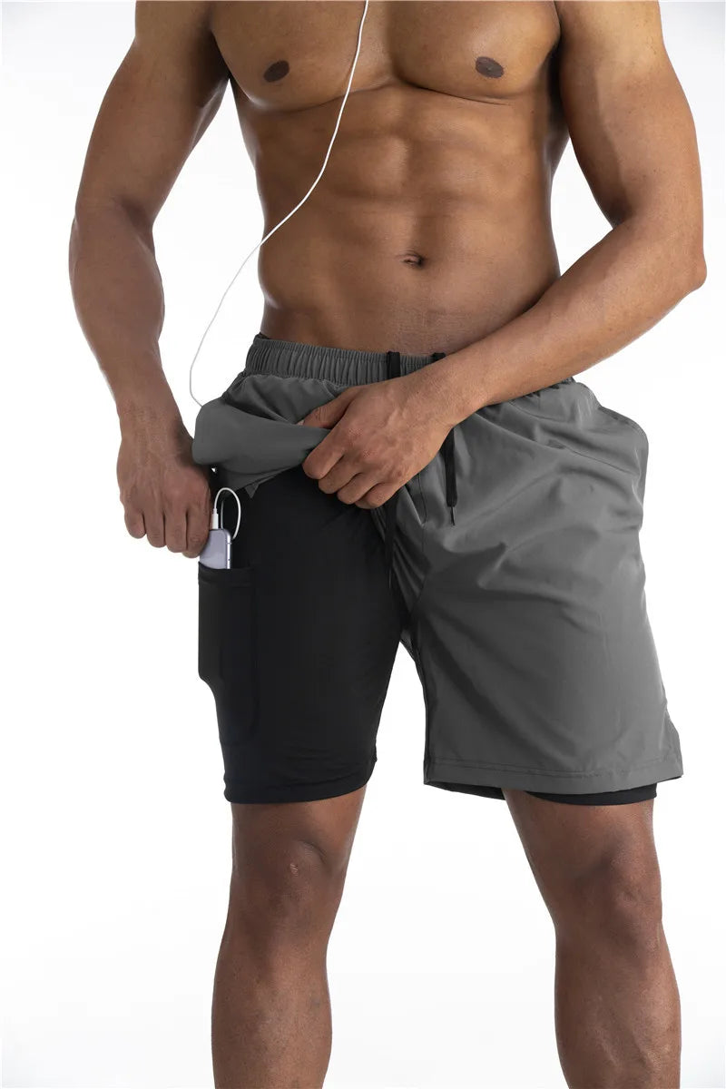 Men's 2-in-1 Quick-Dry Running Shorts – Summer 2024 Fitness & Gym Training Shorts