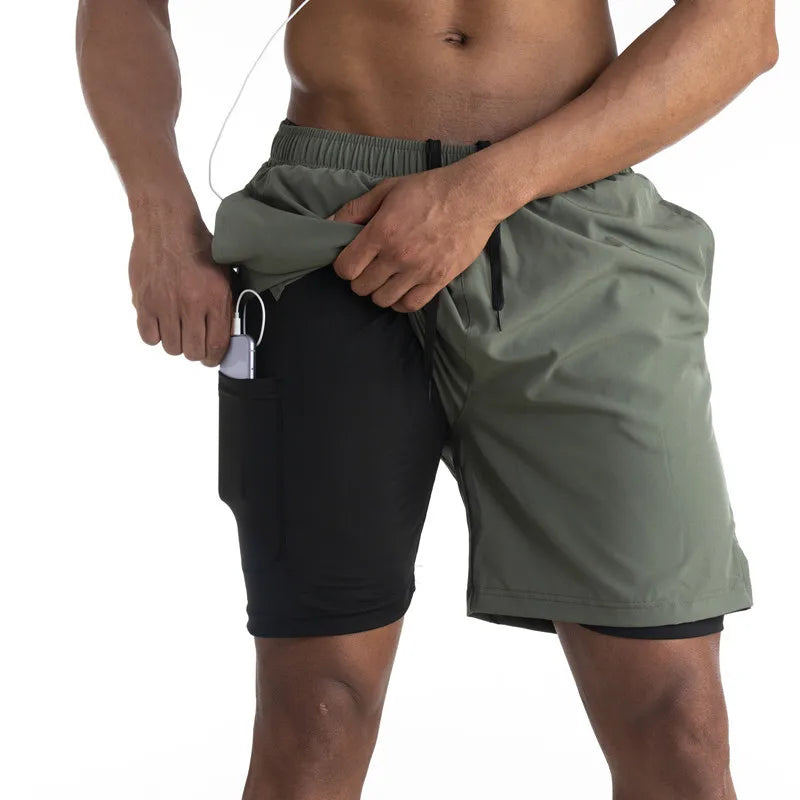 Men's 2-in-1 Quick-Dry Running Shorts – Summer 2024 Fitness & Gym Training Shorts