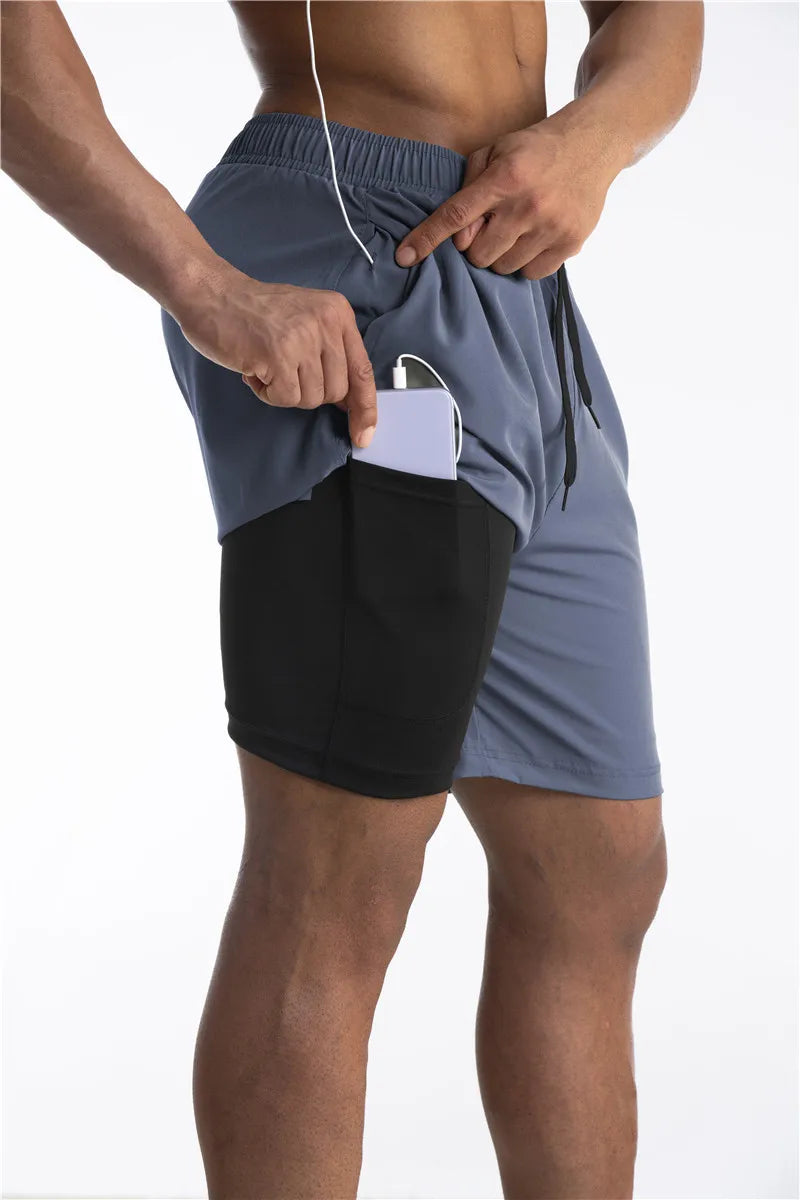 Men's 2-in-1 Quick-Dry Running Shorts – Summer 2024 Fitness & Gym Training Shorts