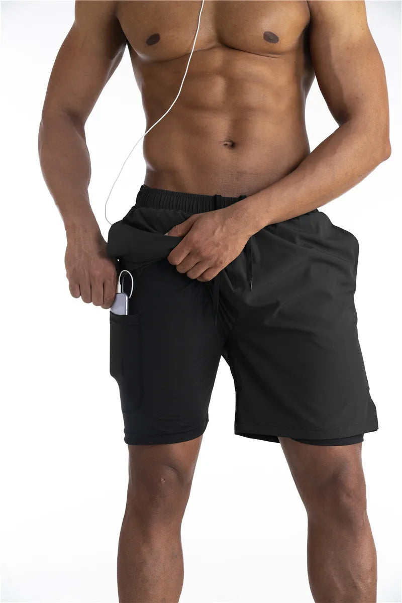 Men's 2-in-1 Quick-Dry Running Shorts – Summer 2024 Fitness & Gym Training Shorts