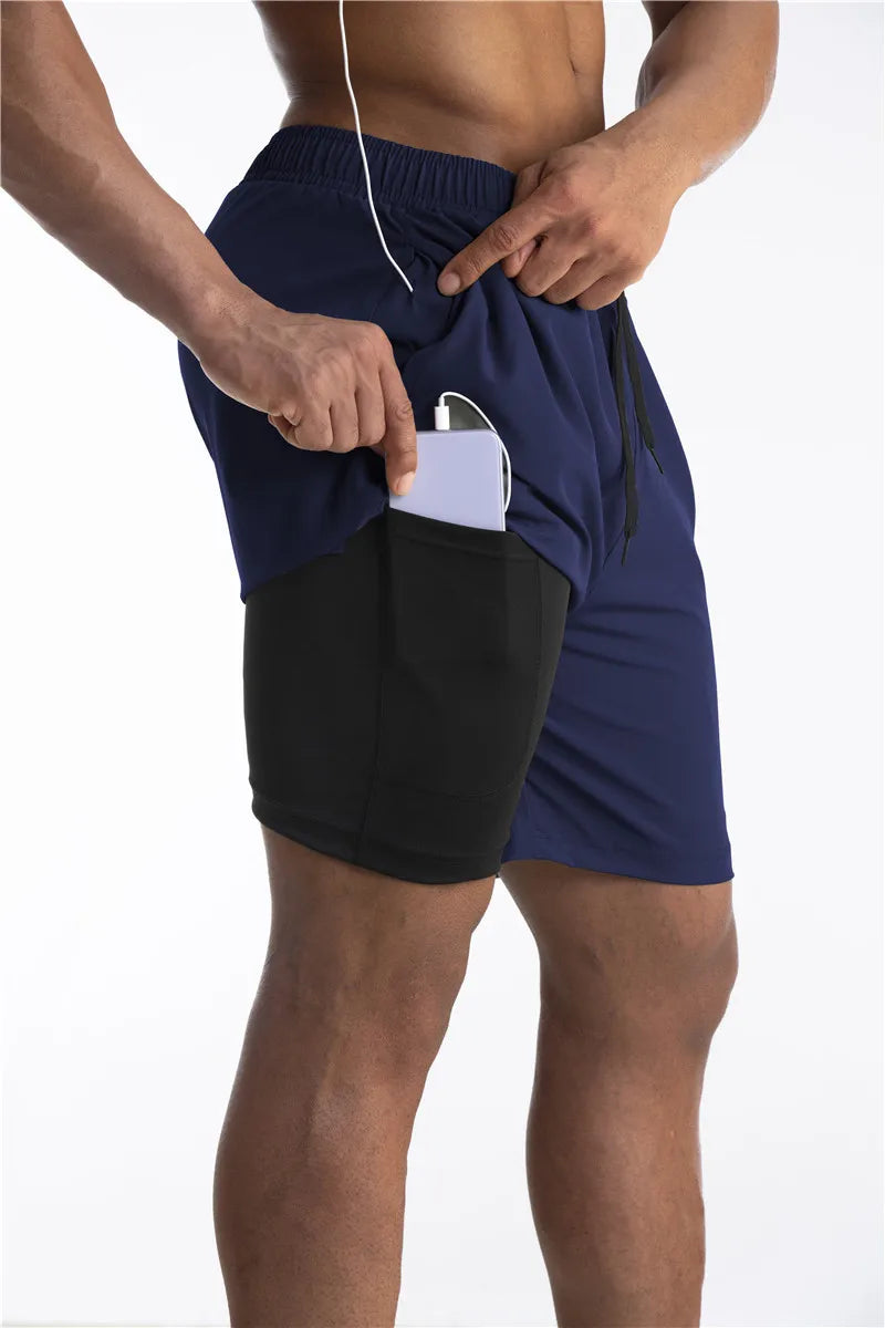 Men's 2-in-1 Quick-Dry Running Shorts – Summer 2024 Fitness & Gym Training Shorts