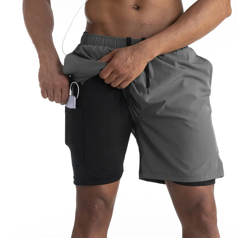 Men's 2-in-1 Quick-Dry Running Shorts – Summer 2024 Fitness & Gym Training Shorts