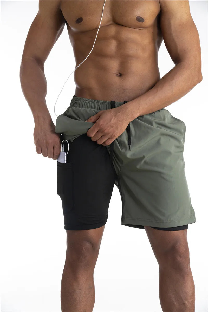 Men's 2-in-1 Quick-Dry Running Shorts – Summer 2024 Fitness & Gym Training Shorts